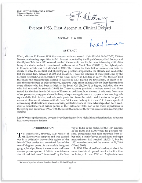 Edmund P. Hillary and Michael Ward Signed Copy of ''Everest 1953, First Ascent'', A Medical Record of the Summit